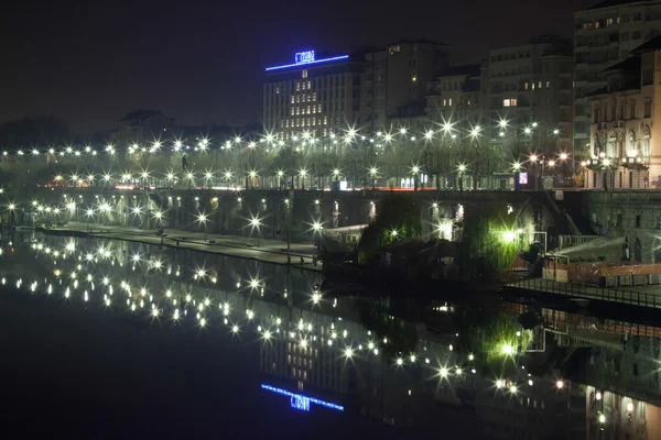 Lungo Po con luci natalizie — Foto Stock