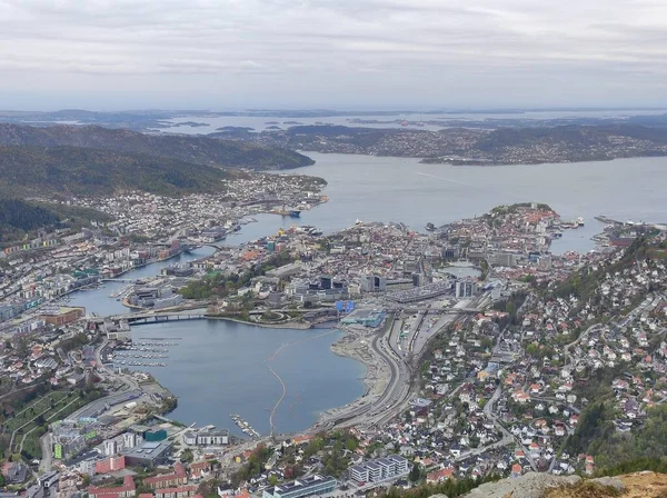 Panoramic View Bergen Ulriken Cloudy Day Norway — Foto Stock
