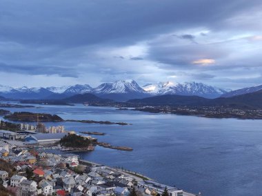 Alesund, Norway: 5 May 2022 - Panoramic view of town seen from Aksla viewpoin clipart