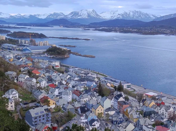 Alesund Norway May 2022 Panoramic View Town Seen Aksla Viewpoin — Zdjęcie stockowe