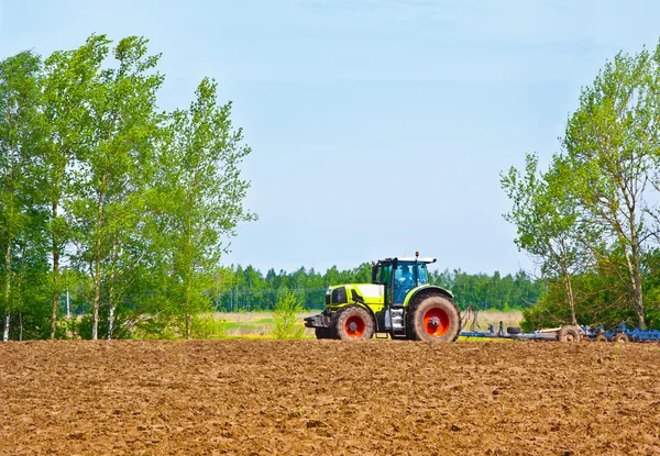 Traktor på fältet — Stockfoto