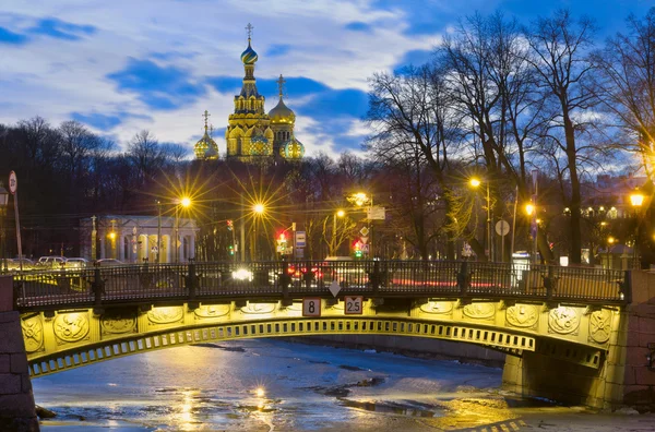 Avond in st.-petersburg, Rusland Rechtenvrije Stockafbeeldingen