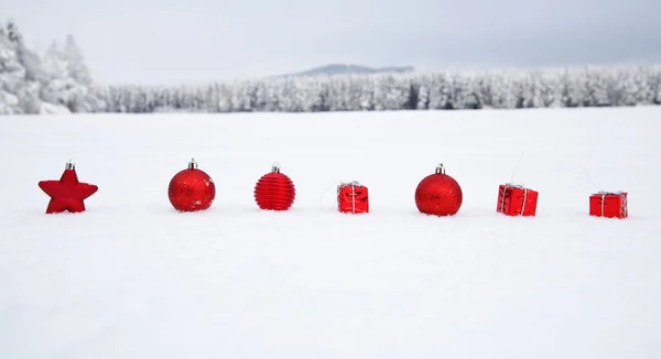 Christmas decoration snowy landscape — Stock Photo, Image