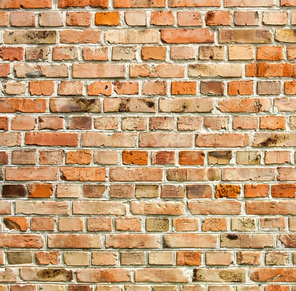 Old weathered red brick wall as background — Stock Photo, Image