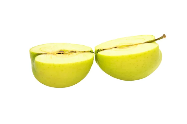 Gustose mele affettate succose su uno sfondo bianco — Foto Stock