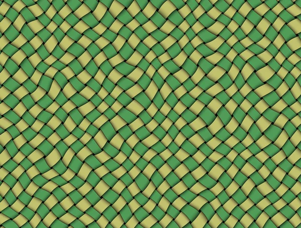 Green and yellow checked fabric tablecloth — Stock Photo, Image