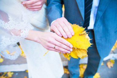 Gelinin ve damadın elleri yüzük göstersin.