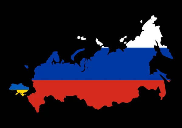 러시아 대작은 우크라 지도에서 나라들의 크기를 비교해 십시오 러시아와 우크라이나 — 스톡 벡터