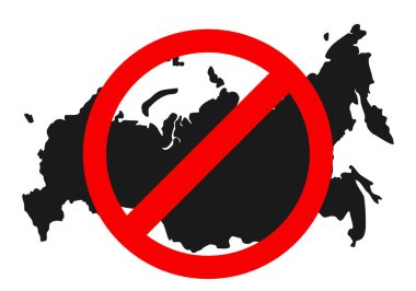 Rus federasyonuna karşı yaptırımlar. Rusya yasaklandı. Rus saldırganları durdurun. Rus ülkeleri için kırmızı yasaklama işareti. Ruslara uçuş, mal ve banka transferlerini yasaklayın. Devletin çöküşü