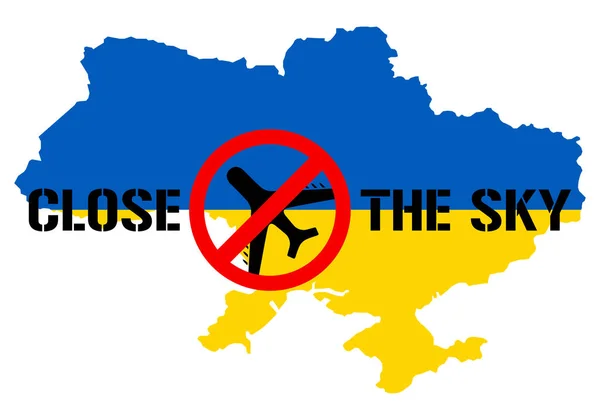 Close Sky Slogan Map Ukraine Protest War Ukraine Red Forbidding — Stock Vector