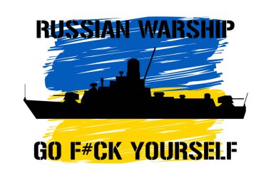 Russian warship go fuck yourself. Vector illustration. The last response to military cruiser and Russian troops from the ukrainian soldiers defenders of Snake Island. No war in Ukraine