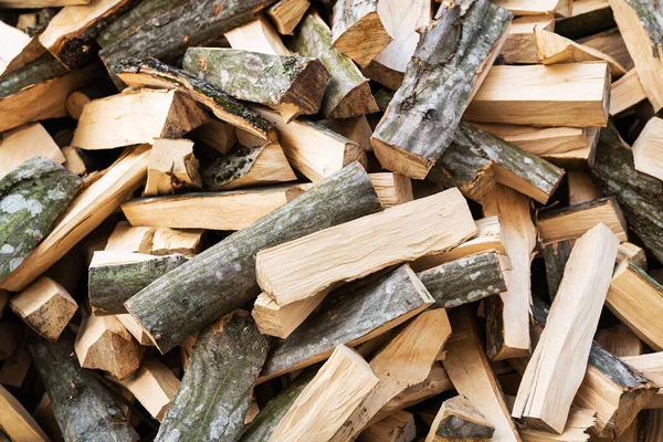 Stock Firewood Heating House Trees Were Cut Split Firewood Use — Stockfoto