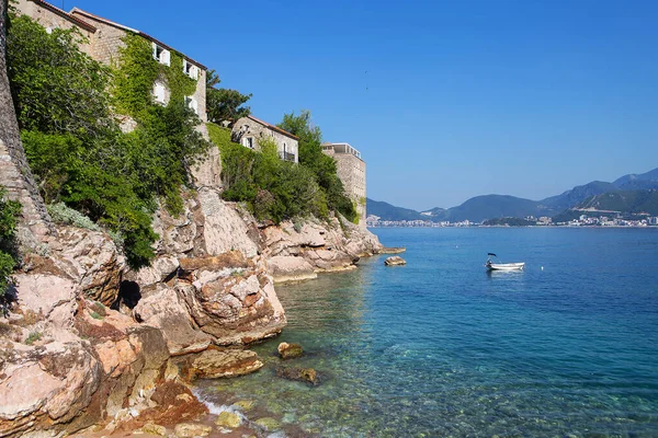 Famous Architectural Monument Island Resort Stephen Stephen Adriatic Sea Montenegro — стоковое фото