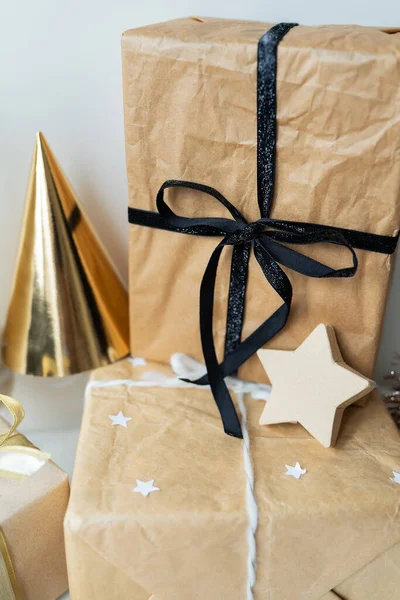 Christmas Gifts Christmas Tree Decorations Concept Preparing Holiday Buying Wrapping — 스톡 사진