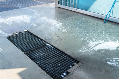 Car wash. Hand wash with high pressure water. Hand wash concept and self-service