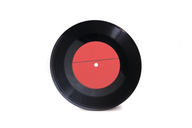Beyaz arka plan üzerinde izole yeni kırmızı boş gramofon vinil kayıt
