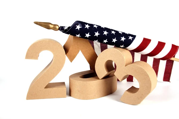 2013 i papper 3d nummer med en amerikansk flagga — Stockfoto