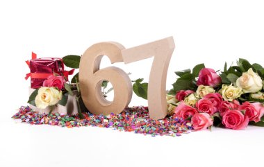 rakamlar, gül ile süslenmiş içinde yaş