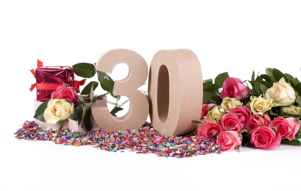 Age in figures, decorated with roses — Stock Photo, Image