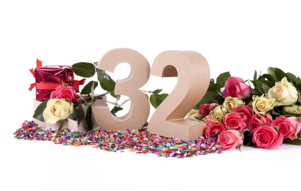 Age in figures, decorated with roses — Stock Photo, Image