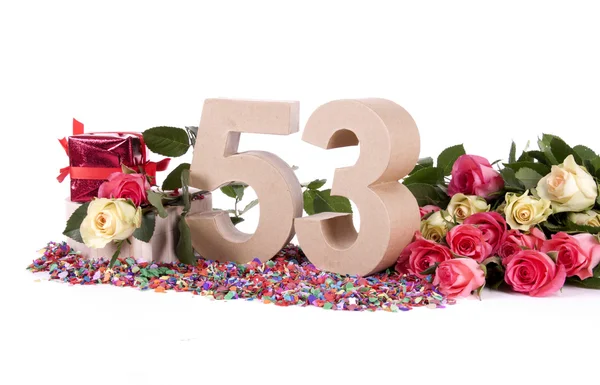 Leeftijd in cijfers, versierd met rozen — Stockfoto