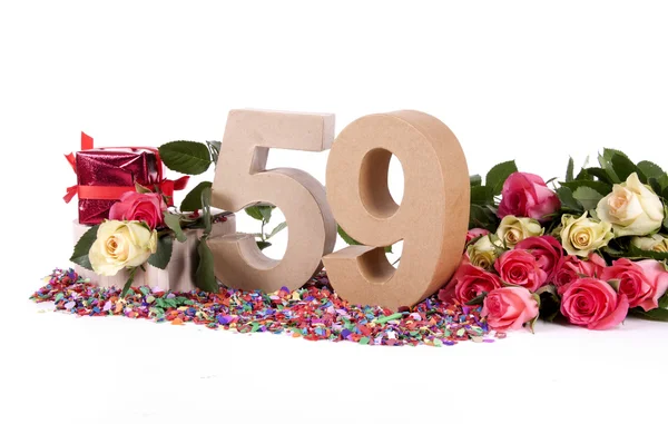 Ålder i siffror, dekorerad med rosor — Stockfoto