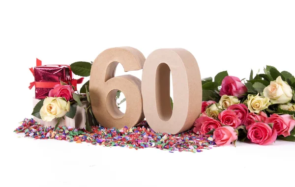 Age in figures, decorated with roses — Stock Photo, Image