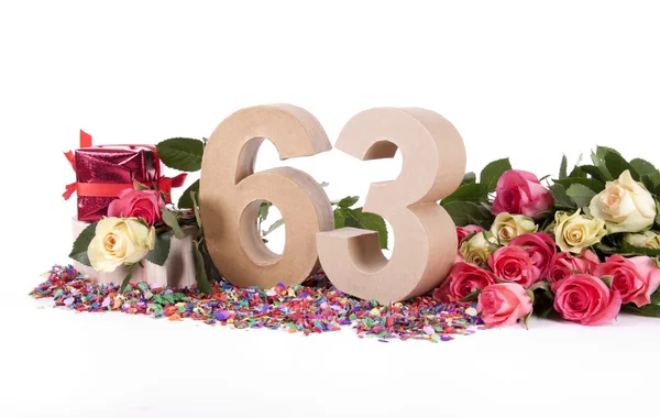 Ålder i siffror, dekorerad med rosor — Stockfoto