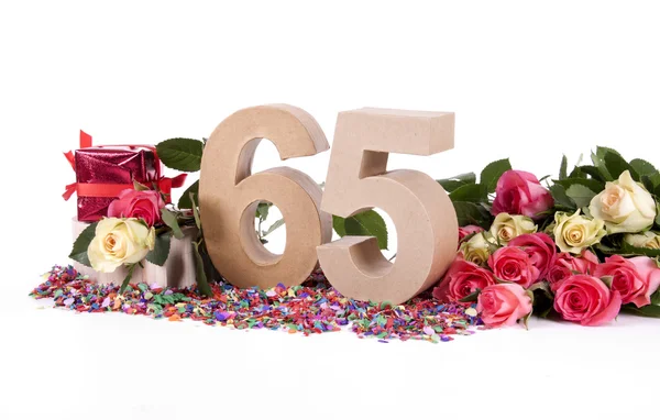 年龄的数字，用玫瑰装饰 — 图库照片