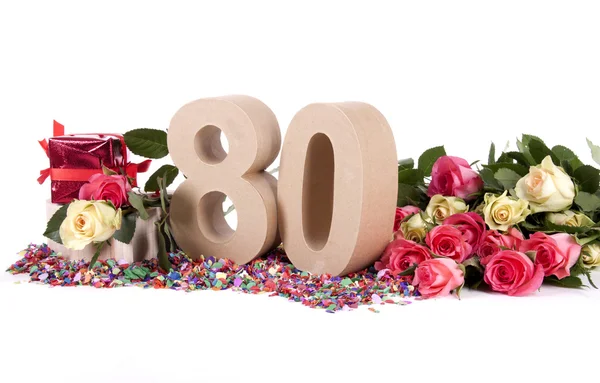 Age in figures, decorated with roses — Stock Photo, Image