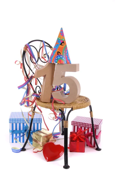 Happy birthday with Age in figures in a party mood — Stock Photo, Image