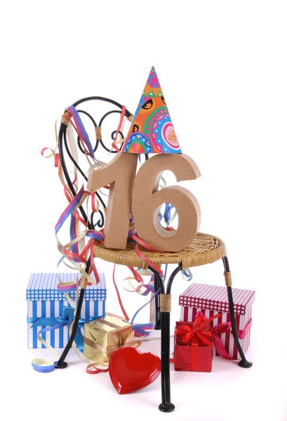 Happy birthday with Age in figures in a party mood — Stock Photo, Image