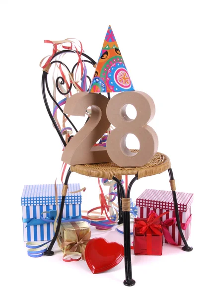 Happy birthday with Age in figures in a party mood — Stock Photo, Image