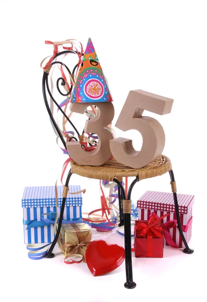 Happy birthday with Age in figures in a party mood — Stock Photo, Image