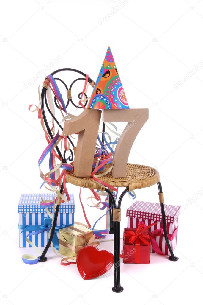 Happy birthday with Age in figures in a party mood