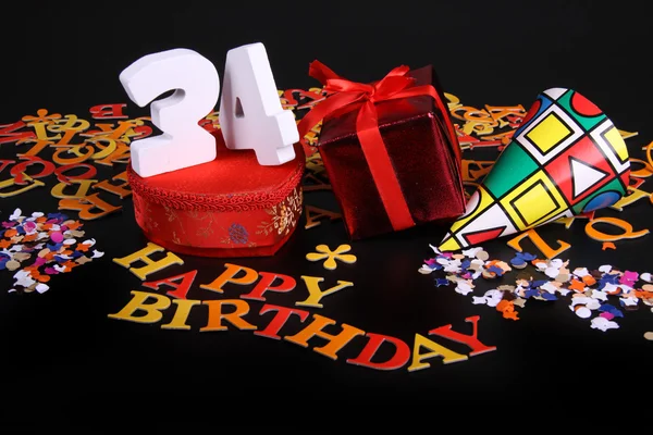 Вік у цифрах у щасливій листівці на день народження — стокове фото