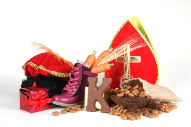 Putting shoes for Sinterklaas eve clipart