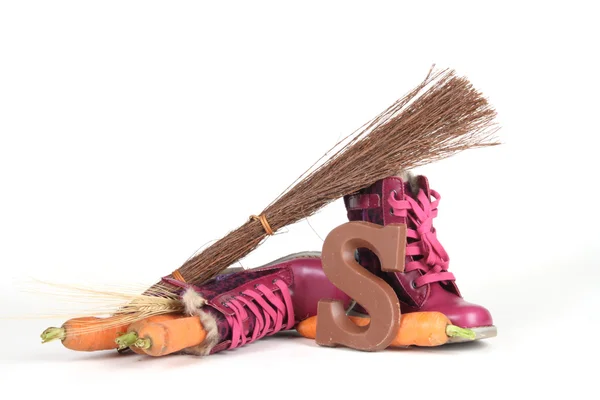 Putting shoes for Sinterklaas eve — Stock Photo, Image