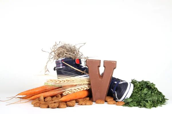 Putting shoes for Sinterklaas eve — Stock Photo, Image