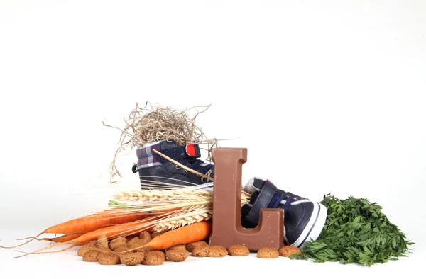 Putting shoes for Sinterklaas eve — Stock Photo, Image