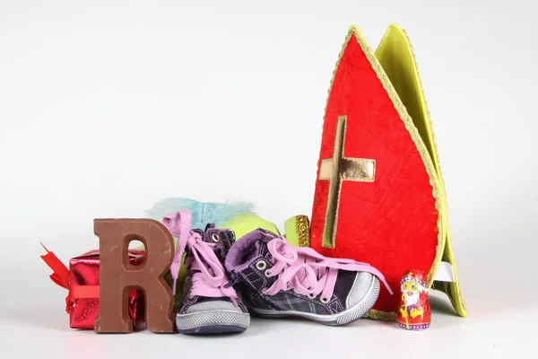 Colocando sapatos para véspera de Sinterklaas — Fotografia de Stock