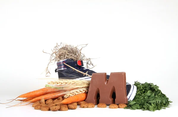 Putting shoes for Sinterklaas eve — Stock Photo, Image