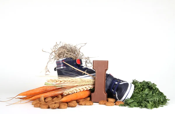 Putting shoes for Sinterklaas eve — Stock Photo, Image