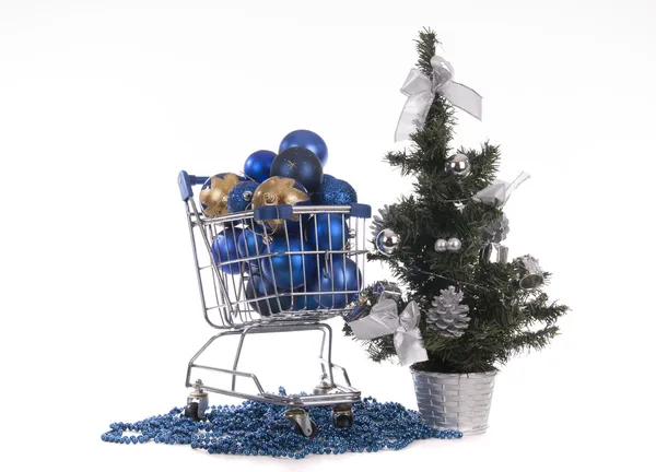 Navidad en un carrito de compras — Foto de Stock