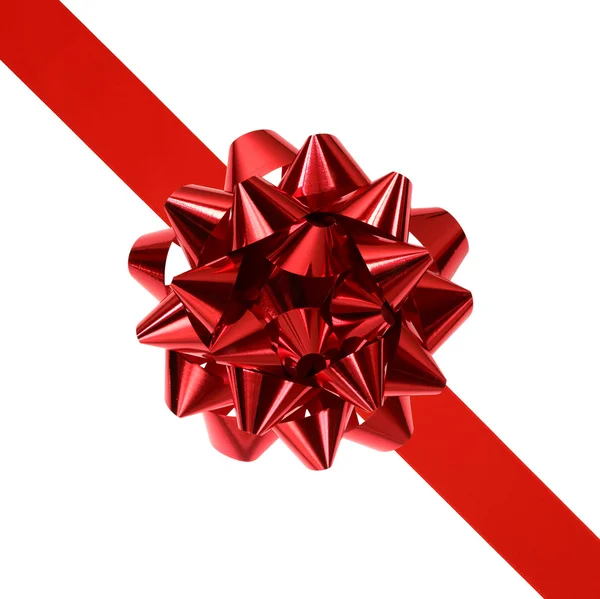 Red ribbon and bow — Stock Photo, Image