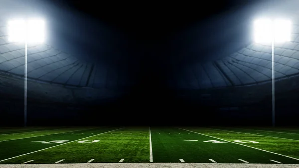 American football stadium with lights at night