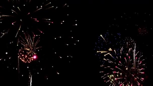 Echtes Feuerwerk Dunklen Himmel Neujahrsfeier — Stockvideo
