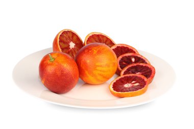 Sicilyalı kırmızı portakal plaka üzerinde