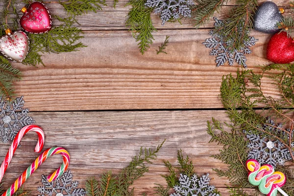 Christmas evergreen branches frame — Stock Photo, Image