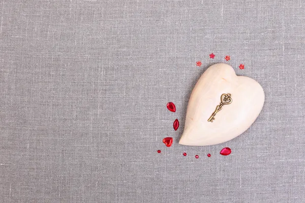 Sevgililer günü kartı ahşap kalp — Stok fotoğraf